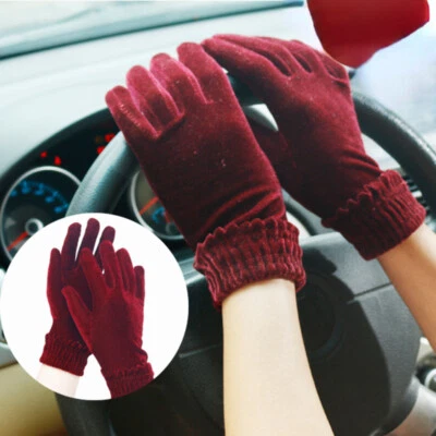 Mode Femme Velours Gants Conduite Doigt Complet Banquet Équitation Extérieur - Photo 1/4