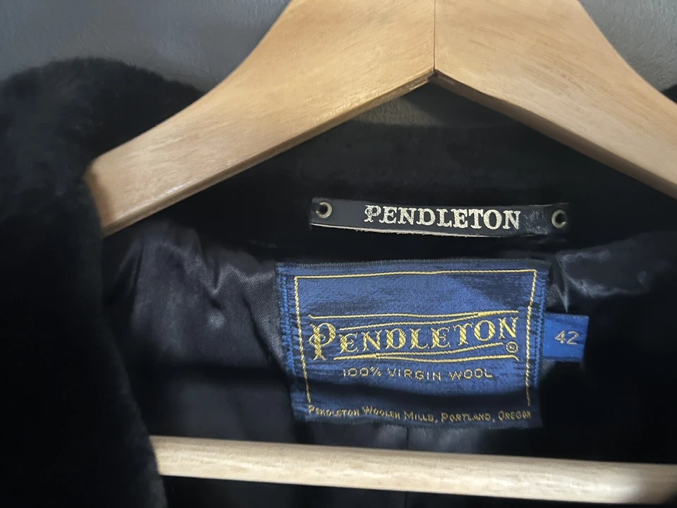 Abrigo de lana Pendleton vintage cuello de piel talla 42 Foto 3 de 3