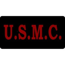 usmc marine corps red script military logo license plate made in usa