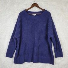 American Eagle Oversized Chunky Open Knit Sweater Womens M Navy Blue Classic