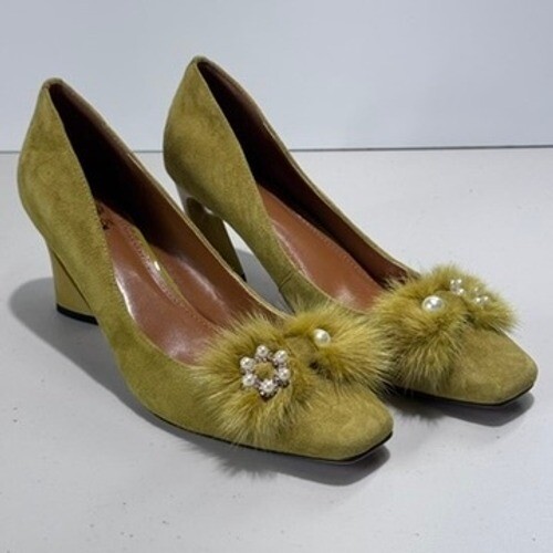 Modische Pumps Wildleder Fell verzierter Absatz US 10,5 EU 42 UK 8,5 - Bild 6 von 9