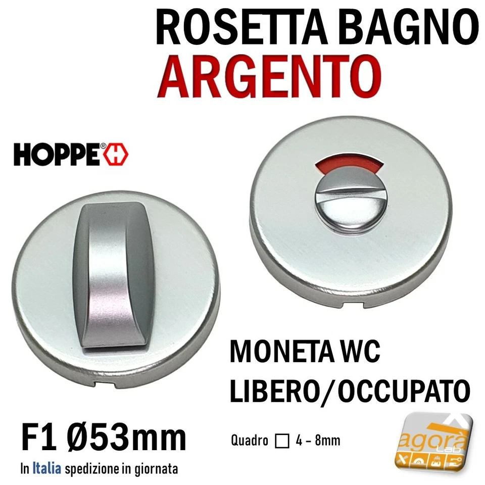 ROSETTA PORTA BOCCHETTA LIBERO/OCCUPATO WC X BAGNO SICUREZ BAMBINI HOPPE ARGENTO - Immagine 2 di 4
