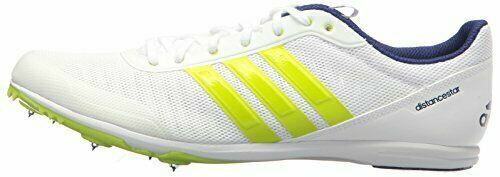 adidas Distancestar Track Field Spikes Running Shoe White Blue Neon Mens Size 14 - Afbeelding 1 van 6