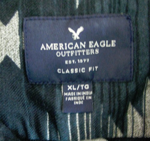 American Eagle Herren (Größe XL) blau Southwestern Azteken Knopfleiste Hemd Baumwolle - Bild 3 von 4