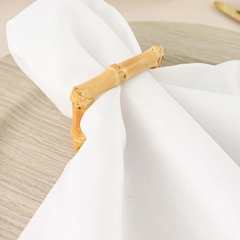 ANILLOS SERVILLETEROS NATURALES 4 Cuadrados Madera Bambú Boda Fiesta Eventos Decoración del Hogar Foto 4 de 4