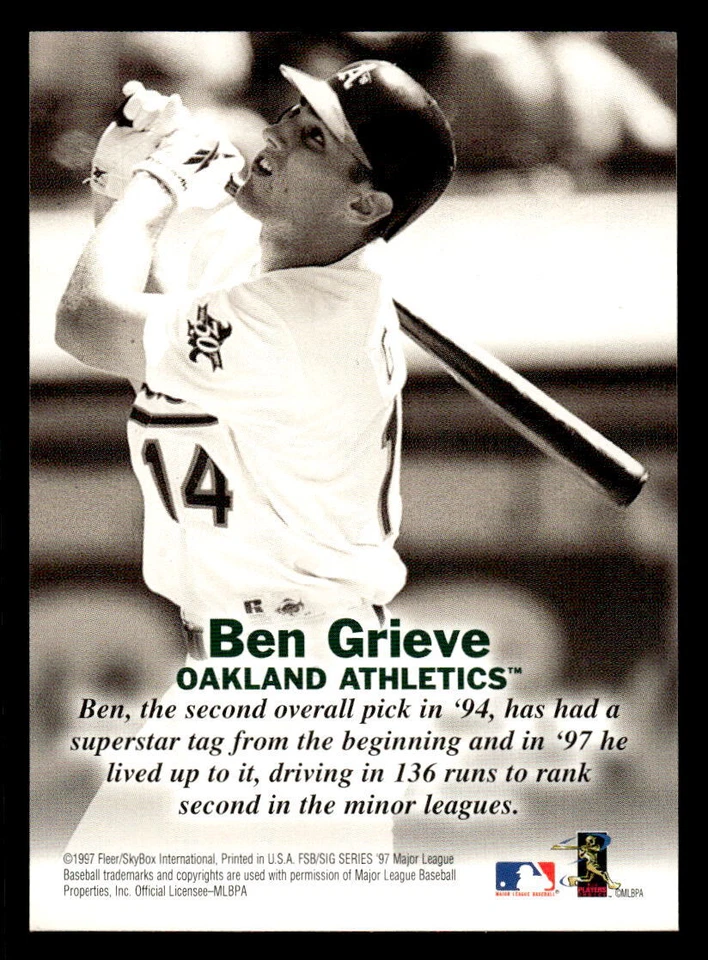 Autógrafos Ben Grieve 1997 Fleer Skybox Signature Series #NNO Signature Series Foto 2 de 2