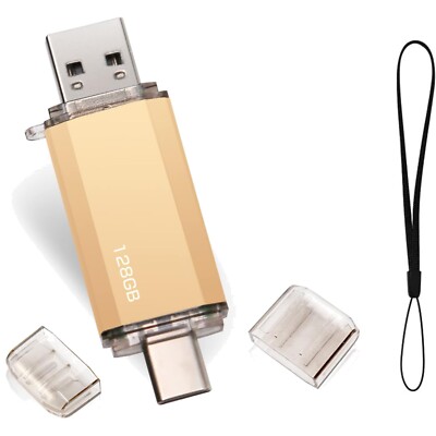 Feingold 128GB USB Stick - Tragbares OTG USB C Laufwerk für Mac & Android Geräte