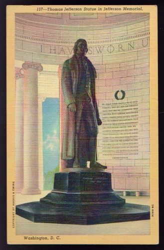 WASHINGTON DC 1950s? Tomas Jefferson Statue in Jerrerson Memorial postcard - Picture 1 of 2