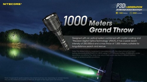 NITECORE P30i Rechargeable LED Flashlight 2000 Lumen w/ FREE TIP Keychain Light - Picture 8 of 12