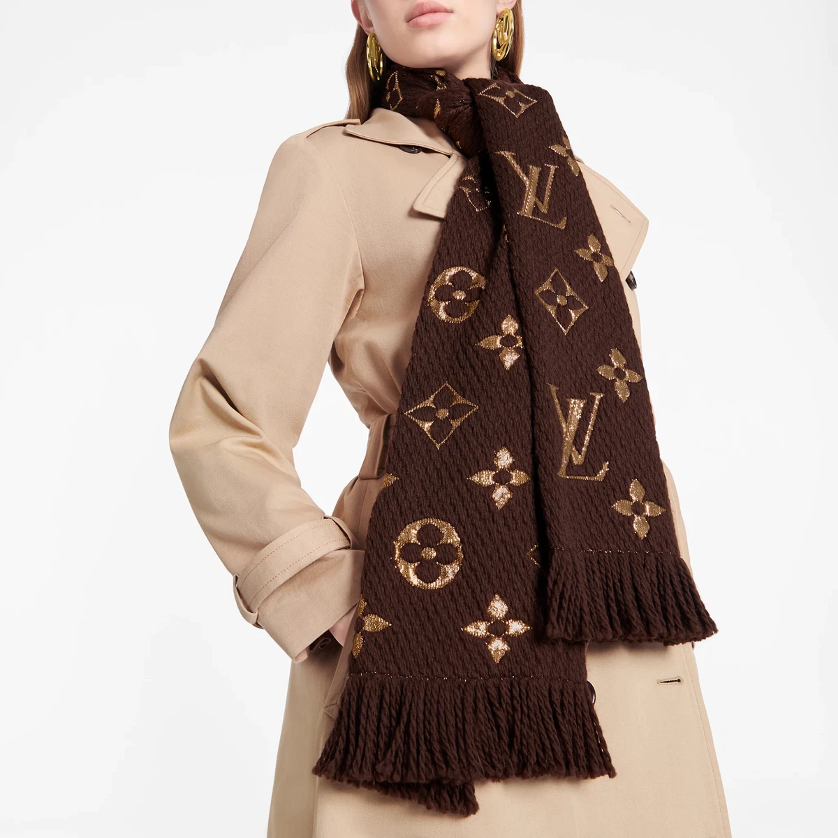 Louis Vuitton, Brown Shine Monogram Shawl Scarf/wrap