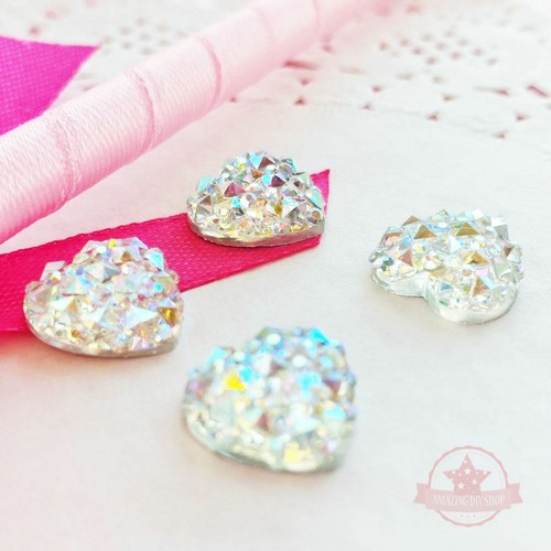 Wholesale Pack 600 pcs 12mm Heart Crystal AB Glittery Special Effect Rhinestones - Picture 4 of 4