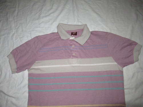 vintage 70s 80S JANTZEN SPORT COLLAR MULTI COLOR STRIPED POLO SURFING SHIRT L - Picture 2 of 8