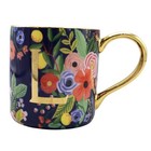 Anthropologie Letter L Monogram Mug Navy Bloomcore Kitschy Cottagecore Boho Tea