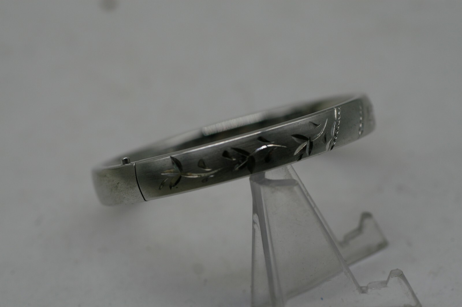 Vintage BOJAR Sterling Silver Floral Engraved Bangle Bracelet Signed A1-image