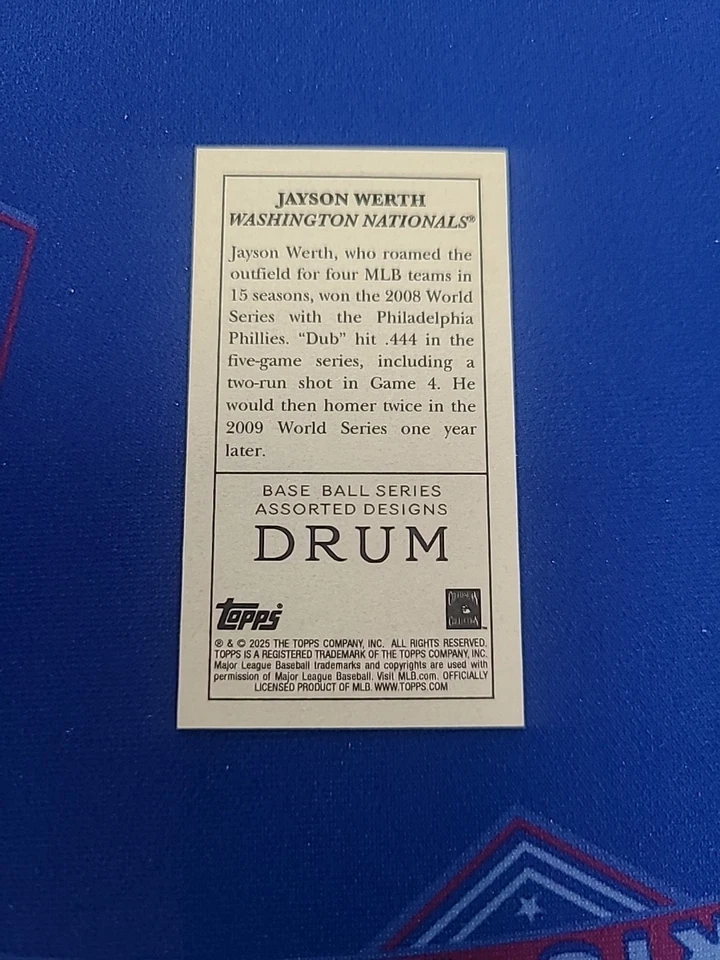2025 Topps T205 - Jayson Werth batería trasera SP 1:50 Foto 2 de 2