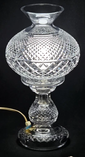 Vintage WATERFORD ALANA INISHMAAN 14" Crystal Electric 2 Piece Hurricane Lamp