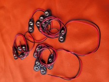 9 PCS 9 Volt Battery Connectors - snap clips with 6 in tinned Leads