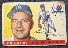 1955 TOPPS ED LOPAT (NEW YORK YANKEES) #109 LOWER GRADE