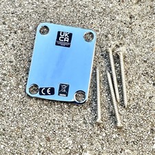 099-1447-100 Genuine Fender Chrome Plain Vintage 4 Bolt Guitar/Bass Neck Plate