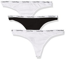 Calvin Klein Women's Carousel Logo Cotton Thong Panty Black/White/White M
