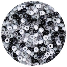 1000pcs 6x9mm Pony Beads Black Gray White Large Hole Plastic Beads for DIY