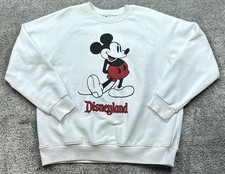 Disney Disneyland Sweatshirt Mens Large White Mickey Mouse Crewneck Pullover