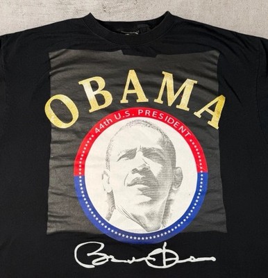 Vtg Barack Obama 44th US President Shirt Mens 3XL Big Logo Double Sided Rap Tee