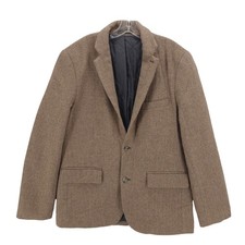 LL BEAN Brown Herringbone Blazer Jacket Primaloft Quilted Lining Wool Blend 40R