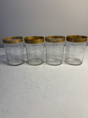 Cambridge Etched 701 Gold Encrusted Flat Tumbler set of 4