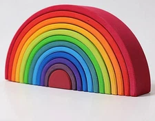 Wooden Rainbow Stacking Toys, 12 Piece Large Wooden Colorful Building Block Set