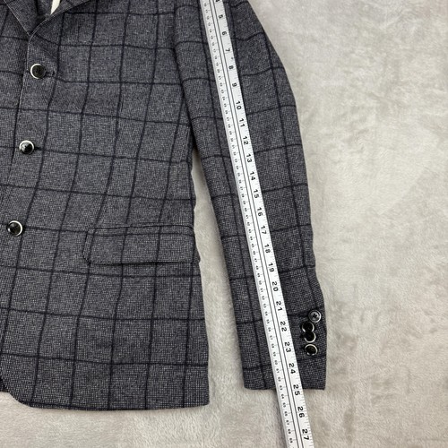 RODA Blazer Mens 40R (50R EU) Gray Windowpane Wool 3 Button Sport Coat Unlined - Picture 11 of 11