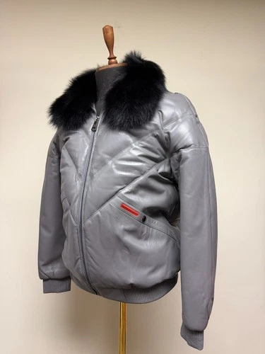 Brand New Men's V-Vomber Lamskin Leather & Goose Down Jacket With Real Fox Fur image 4