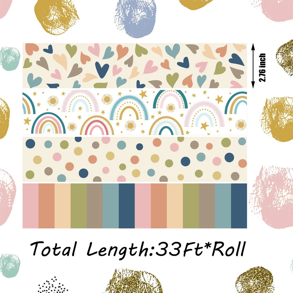 131ft Boho Bulletin Board Borders Bulletin Classroom Rainbow Hearts Border Tr... - Image 2 of 4