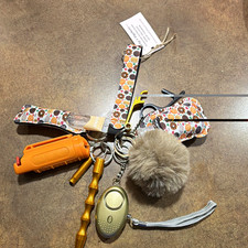 Kailey's Keychains Self Defense Wristlet Key Chain Set Polka Dot Pom Pom