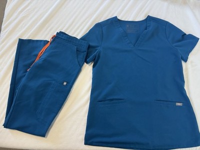 FIGS Women s Blue Solid Medical Scrub Set Uniform Top and Pants