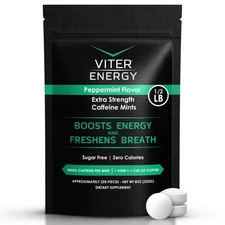 Viter Energy Extra Strength Caffeinated Mints 80mg Caffeine B Vitamins Sugar-Fre