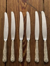 Rare Antique Set of 6 USMC US Marine Corps Officers Club Silver Plate Knives