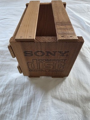 Sony Compact Disc Vintage Wood Storage Box Crate 17 CD Capacity Digital Audio