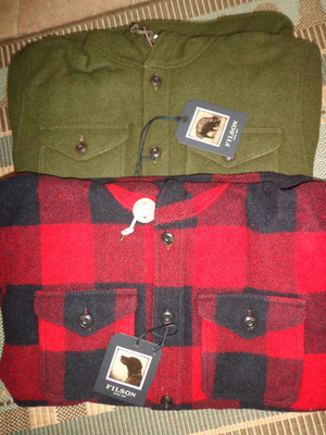 NWT Men's Filson Snohomish Reversible Jacket Wool Button Closure Hooded Pockets