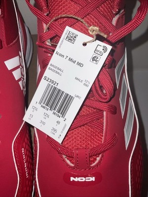 Adidas Icon 7 Mid MD S23921 Baseball Cleats Red White Men display picture 1