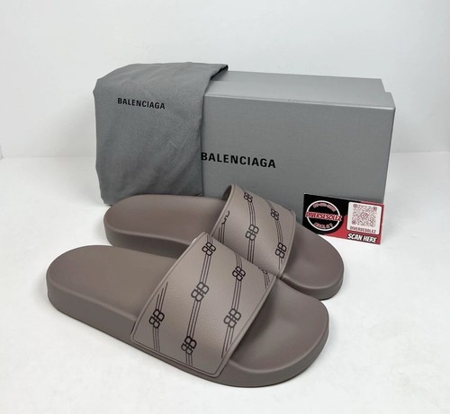 Size 8 Men’s - Balenciaga Rubber Pool Slide Sandals Dark Beige🤎NEW/RETAIL $445!