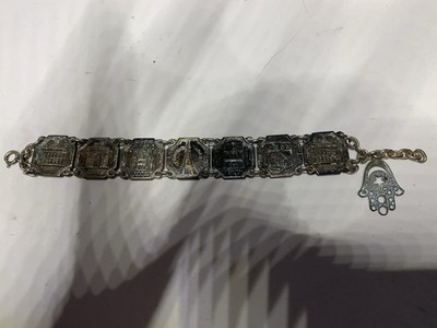 1920's Art Deco Heraldic Grand Tour Paris France 8 Landmark Bracelet