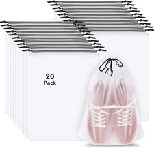 20 Pack Clear Travel Shoe Bags, 15.7" X 11.8", Waterproof Drawstring Storage