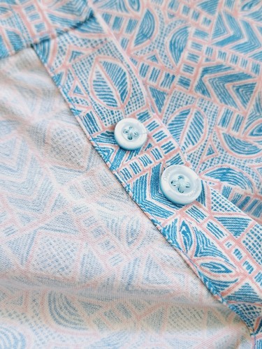 Tori Richard Mens Hawaiian Tiki Shirt L Aqua Coral "Resort Is A State Of Mind" - Picture 11 of 16