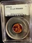 1954-D LINCOLN 1C MS66 RD