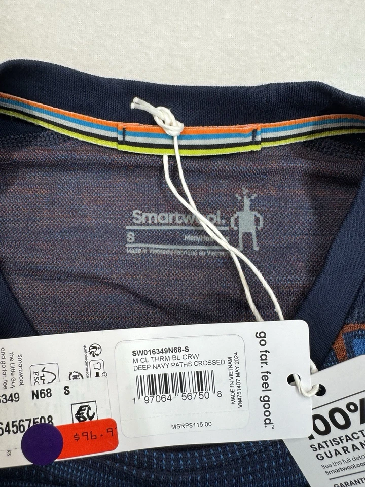 Smartwool Men's Merino 250 Baselayer Crewneck Shirt Deep Navy Cross NWT Small - Image 4 of 4