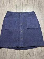 Gap Navy Blue Corduroy A-Line Button Front Mini Skirt Small