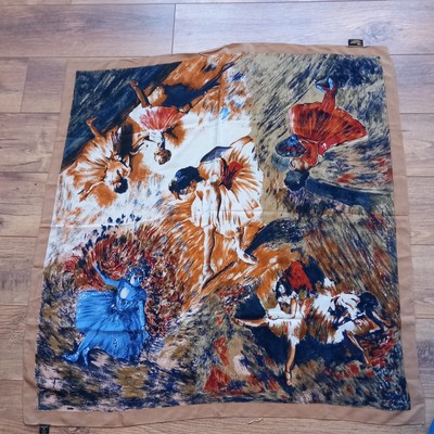 Vintage 100 % Seide Kunst aus Seide Krawattenhalter 35'' Quadrat Schal Ballett Tänzer Malerisch
