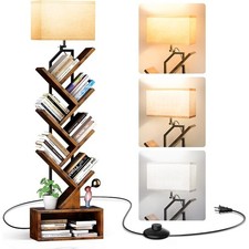 Modern Bookshelf Lamp Corner Shelf W/ Adjustable Lighting Functional Decor New