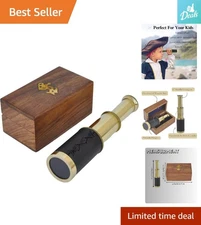 Elegant 6" Brass Telescope with Wooden Box - Perfect for Pirate Adventures
